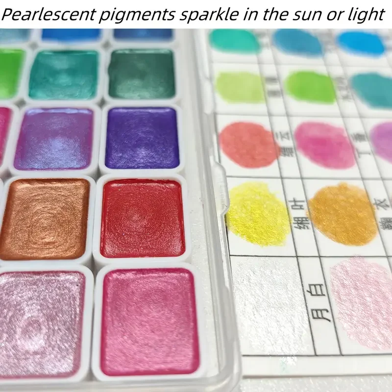 20 Colors Metal Watercolor Painting Set Portable Box Solid Shiny Pearls Watercolor Painting Art Supplies watercolor painting set