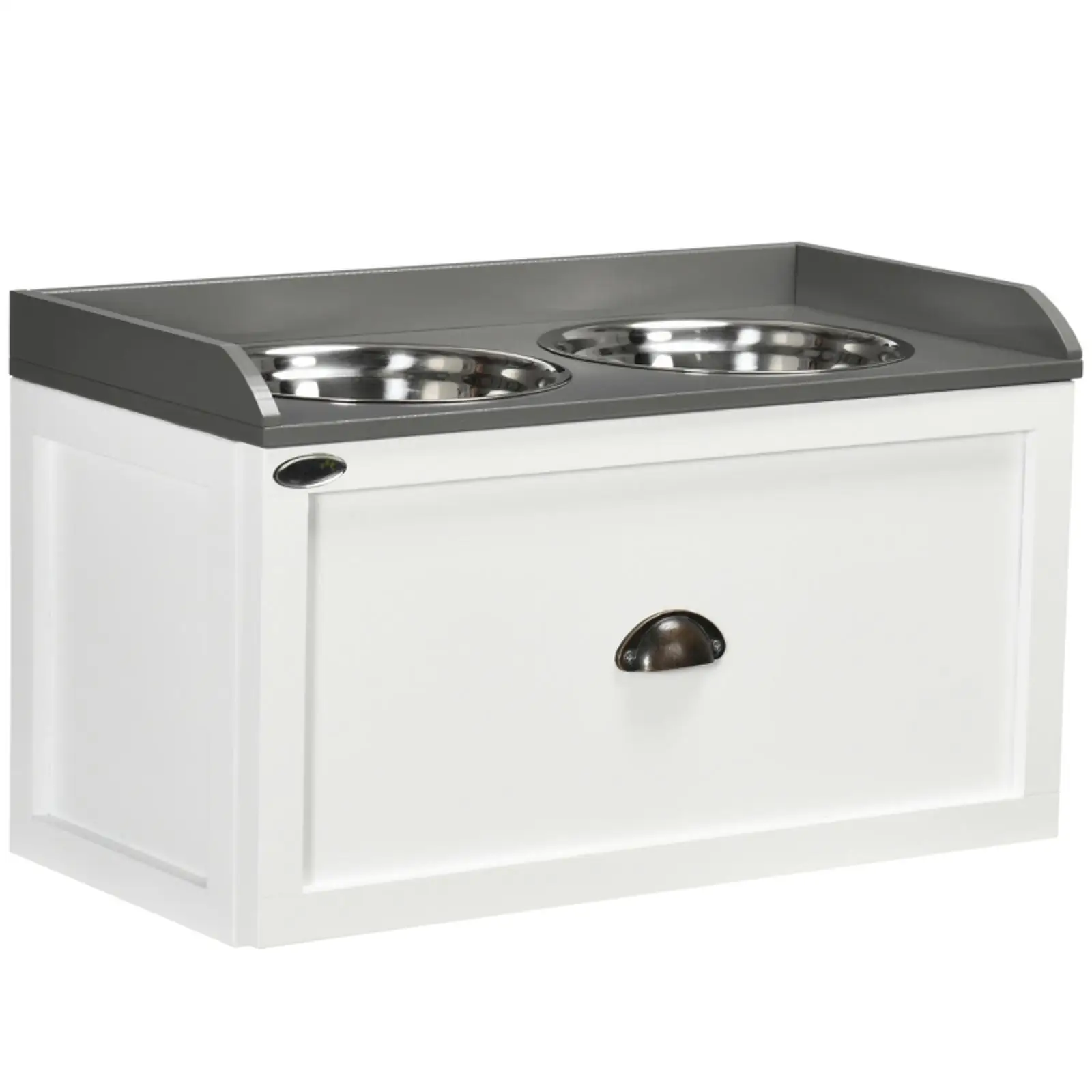 Stainless Steel Elevated Dog Bowls with Storage