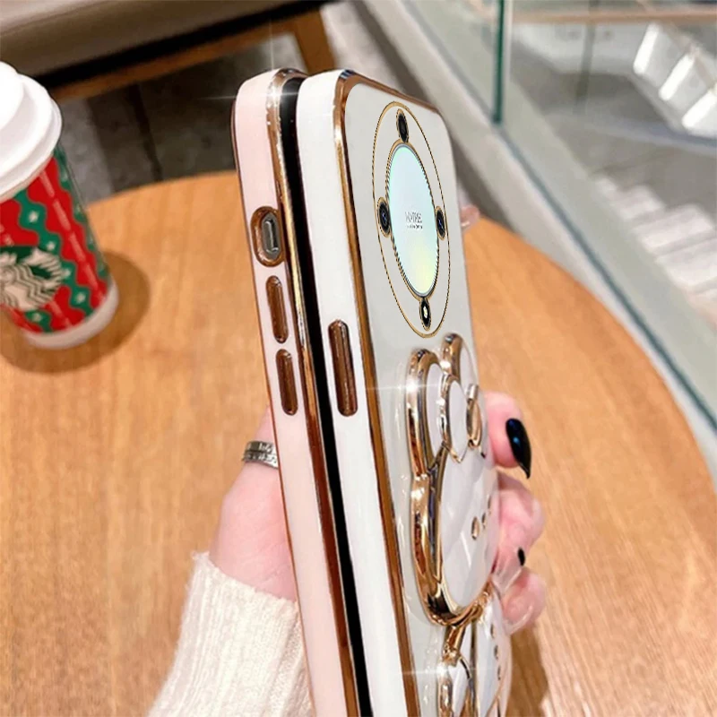 Luxury Rabbit Makeup Mirror Phone Holder Case