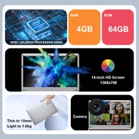 14 inch Laptop Intel N4020 Lightweight Ultra-Thin 4G+64G Windows 10 Office Ultrabook Portable PC Computer WiFi Small Notebook 2