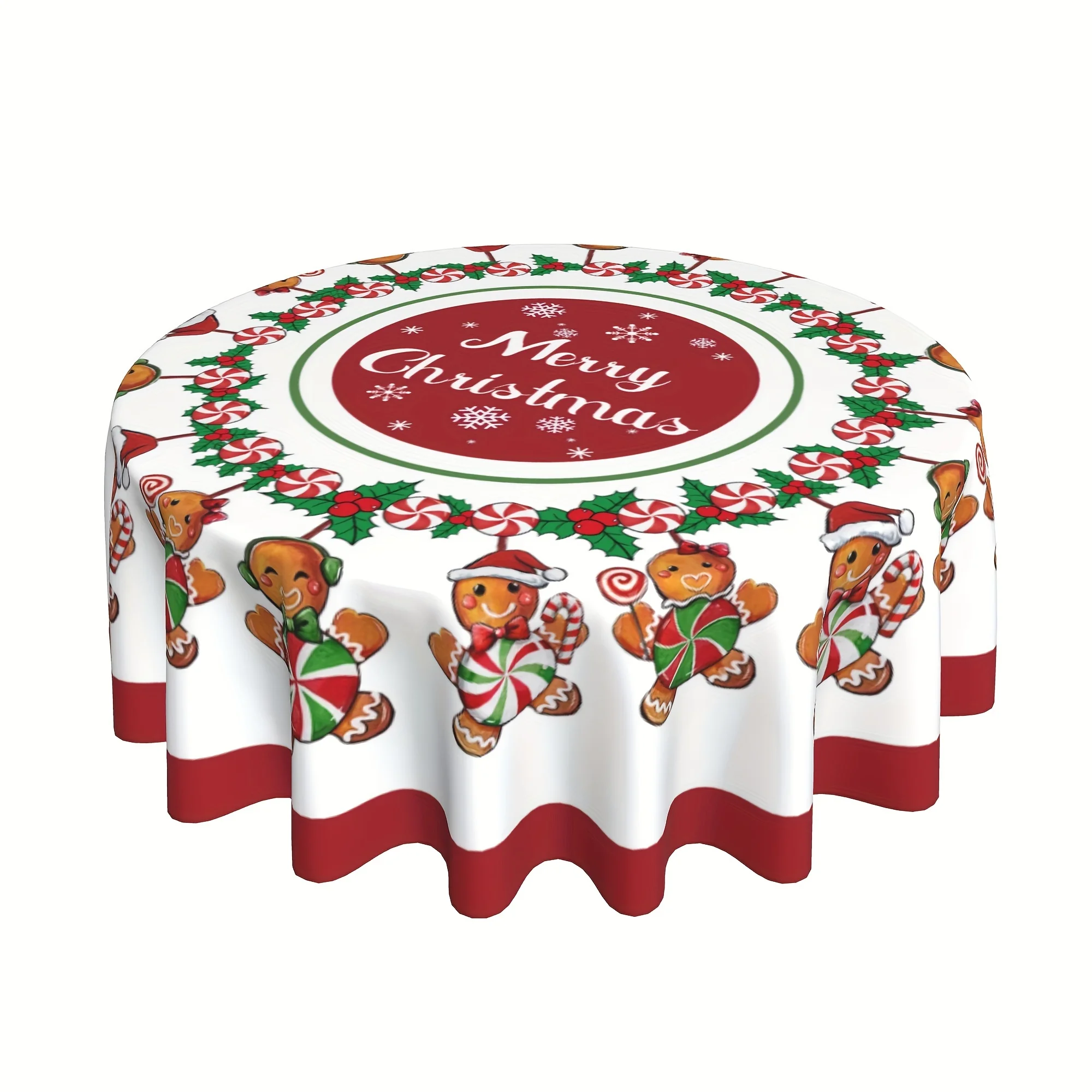 1pc Merry Christmas tablecloth gingerbread man candy pattern tablecloth suitable for home Christmas decoration gifts