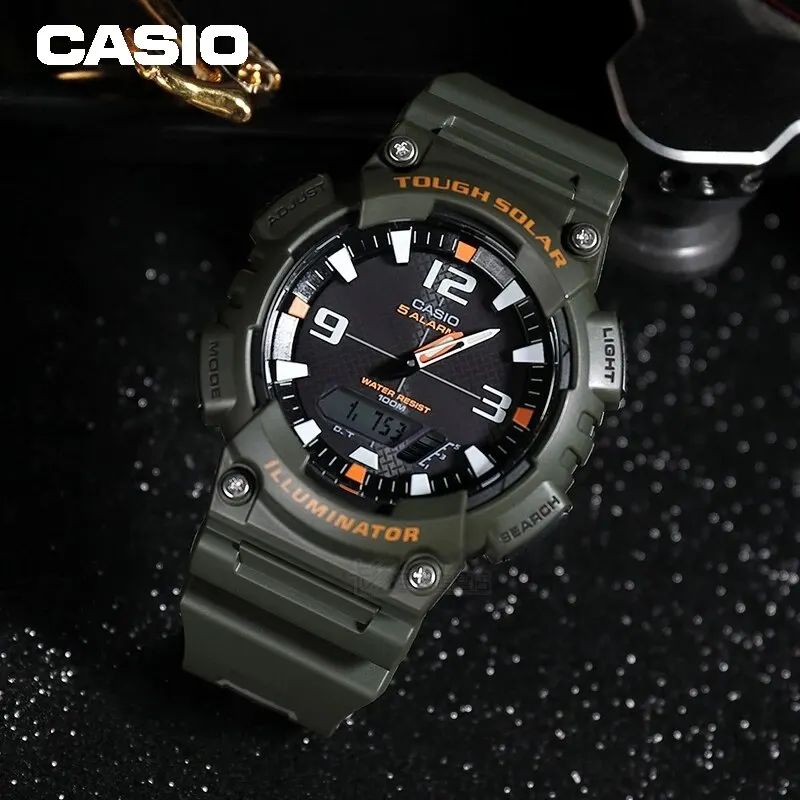 Casio AQ-S810W Sports Watch Student Watch Men's Multifunctional Quartz Electronic Black Dual Dial Outdoor Date Stop Watch