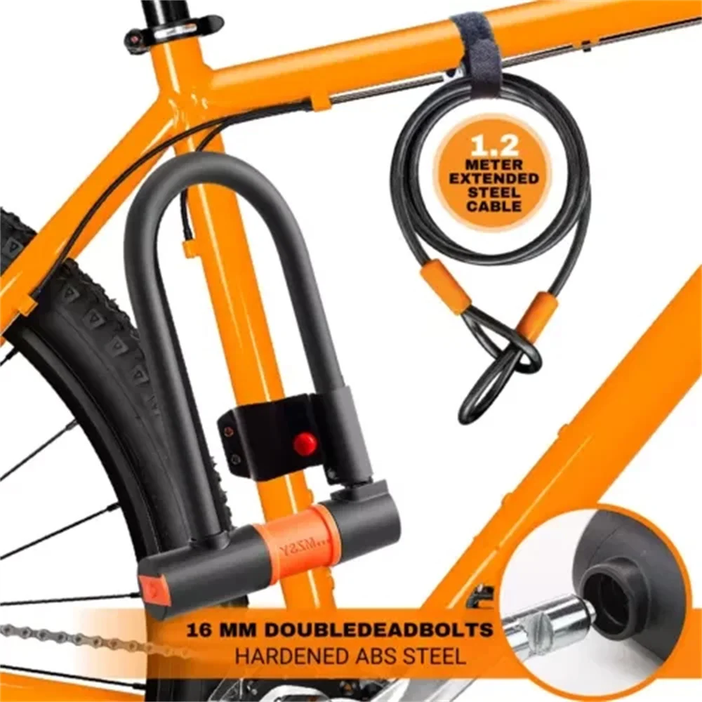 1.2m Bicycle Lock U Shaped Bike Security Steel Cable Anti-Theft Motorcycle Mtb Road Bike Lock Rope Cable Cycling Accessories: 3 - 5 Days Free Delivery Only UK