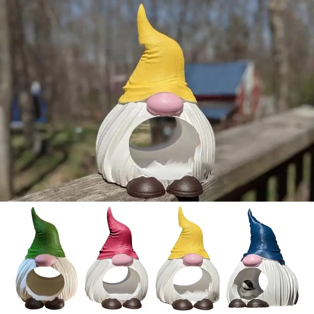 

Bird Feeder Rain Protection Large Capacity Reusable Synthetic Resin Gnome Bird Food Feeder Ornament Outdoor Supply