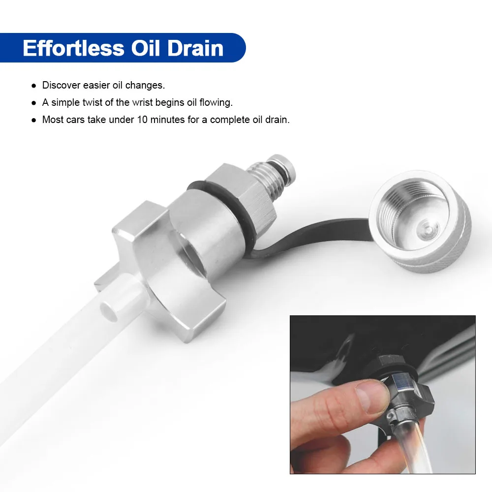 

Quick Twist Oil Drain Valve kit for M14-1.50 -Stainless Drain Hose Attachment