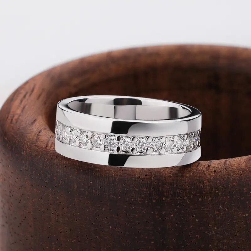 100% 925 Sterling Silver Full Moissanite Ring Man Women Sparkling Lab Diamond Eternity Band Wedding Rings Hip Hop Jewelry Gifts - Image 2