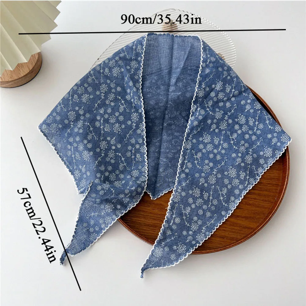 Small Flower Triangle Scarf Women Cotton Linen Scarves All-match Decorative Shawl Korean Version Shawl for Ladies Neckerchief 4