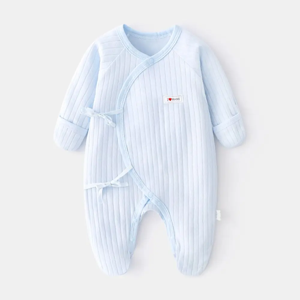 Long Pants Climb Lace Up Baby Romper Casual Outfit Cotton Newborn Jumpsuit Anti-scratching Infant Romper Foot-Cover Frogsuit