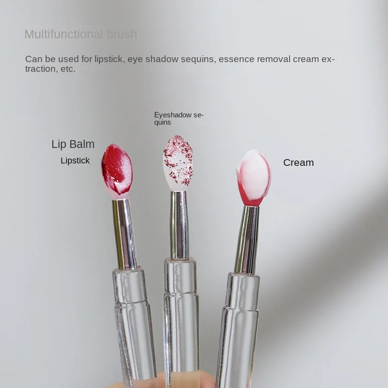 1/3 Pcs Crystal Silicone Lip Brush with Cover Soft Professional Lip Mask Balm Vaseline Smudge Lipstick Eyeshadow Applicator 2