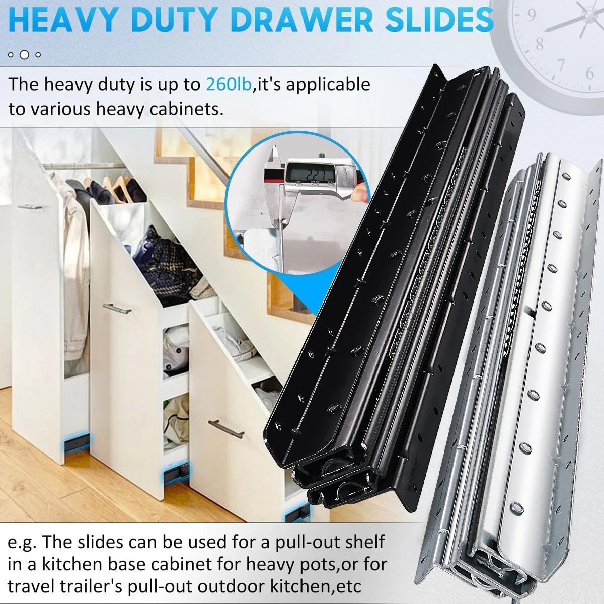 Undermount Heavy Duty Drawer Slides Rail 16 24 32 40 Inch 1 Pair