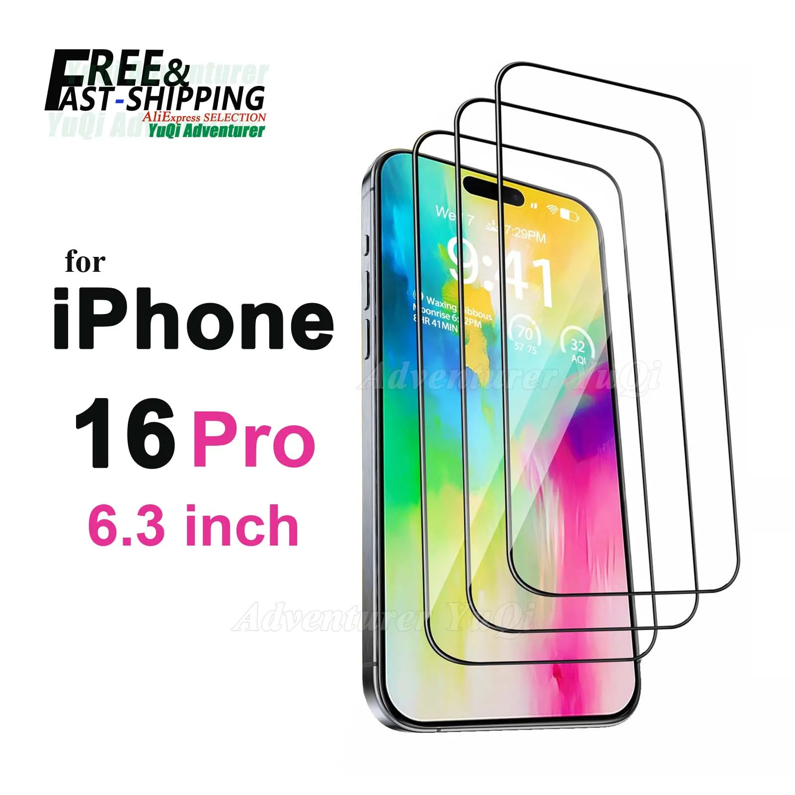Ochraniacz ekranu dla iPhone'a 16 Pro 6,3 cala, szkło hartowane HD Crystal 9H Anti Scratch Case Friendly Mica High Aluminium