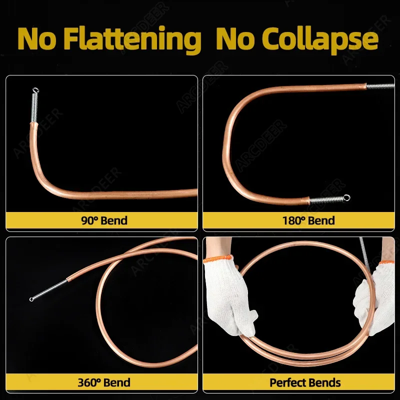 2.5M Internal Copper Pipe Bending Spring for Air Condition Steel Manual Pipeline Spring Tube Bending Tool 3/4/5/6 Points 9-19mm