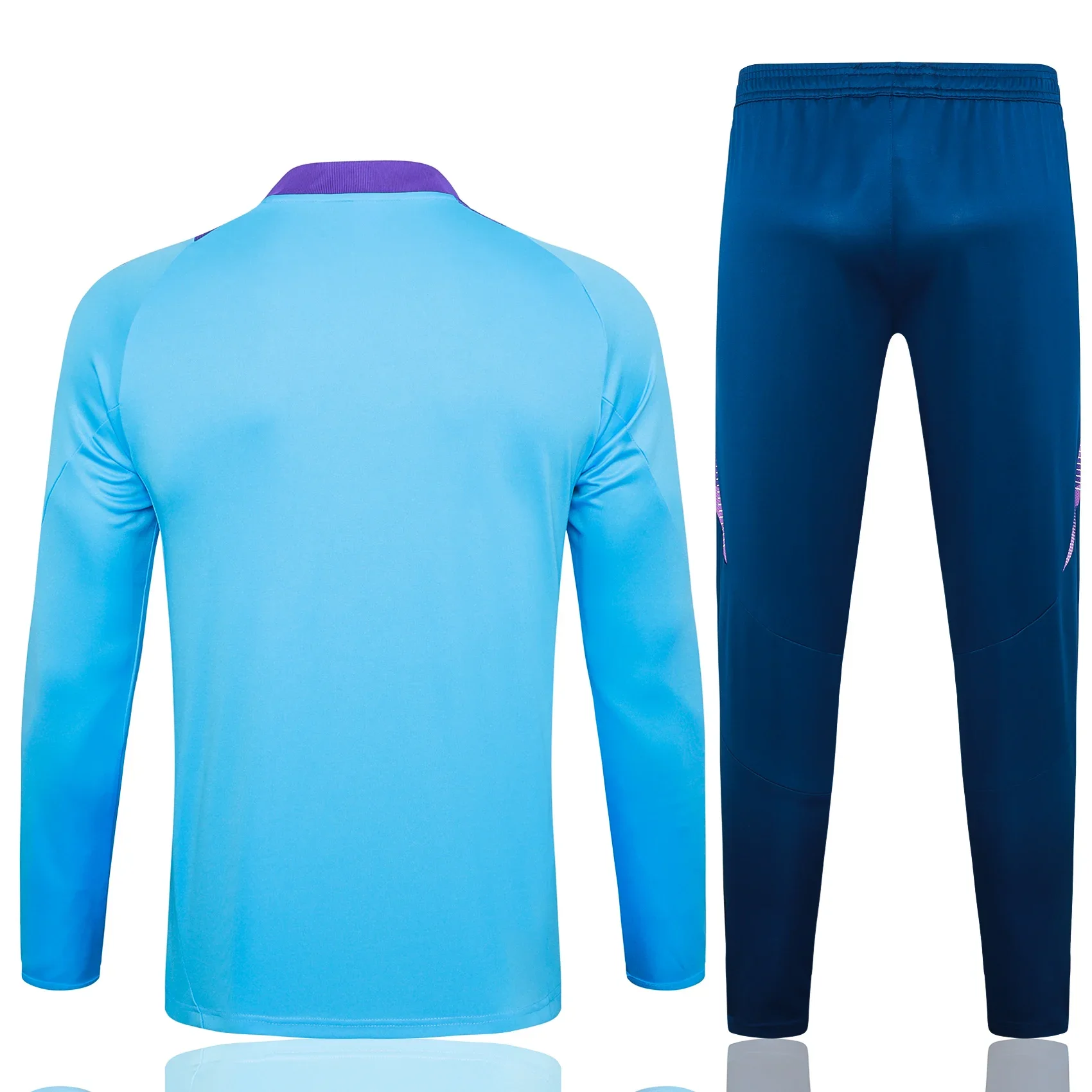 Adidas Soccer Jerseys Men Quick-dry Long-sleeved Zippered Fashionable Trendy Sportswear Training Suit Blue and Grey
