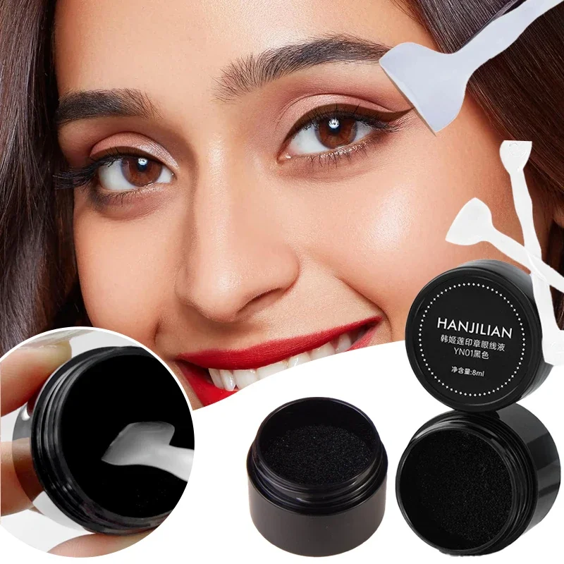 Waterproof Lower Eyelash Stamp Set Easy To Use Quick Dry Eye Liner Portable 0.01mm Tip Lower Lash Stamp Ink 2 In 1