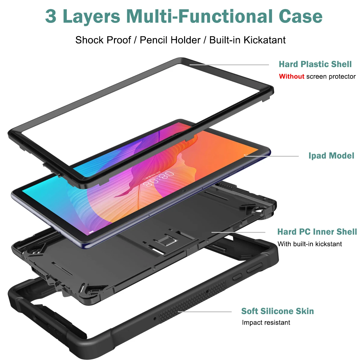 Estojo para Huawei Matepad T10s Ags3-w09 Ags3-l09 Al00 Ags3k-l09 W09 Resistente à Prova de Choque Áspero Matepad T10 Agr-w09 Agr-l09 Coque - Imagem 4