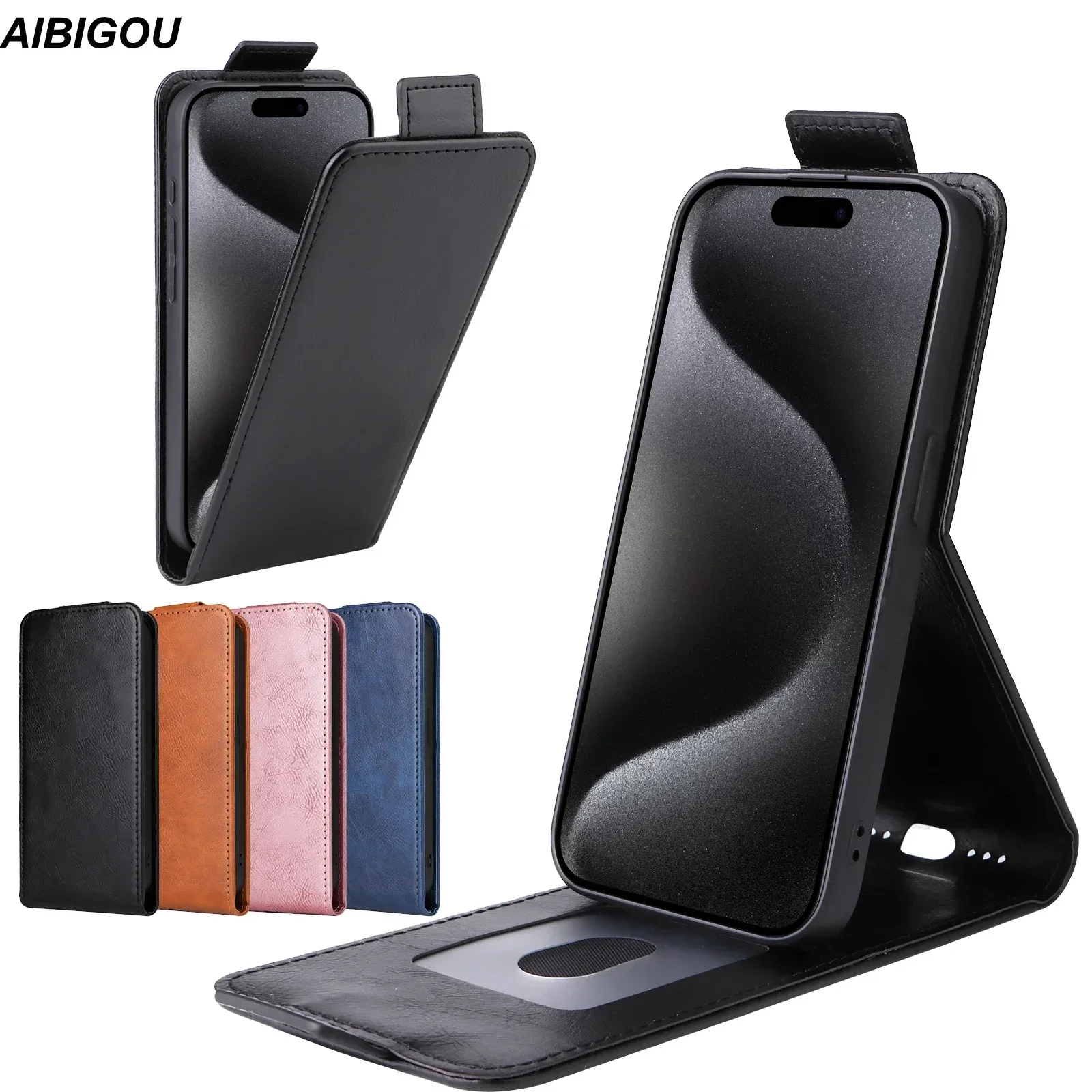 Luxury Retro Leather Flip Case with Card Holder Stand