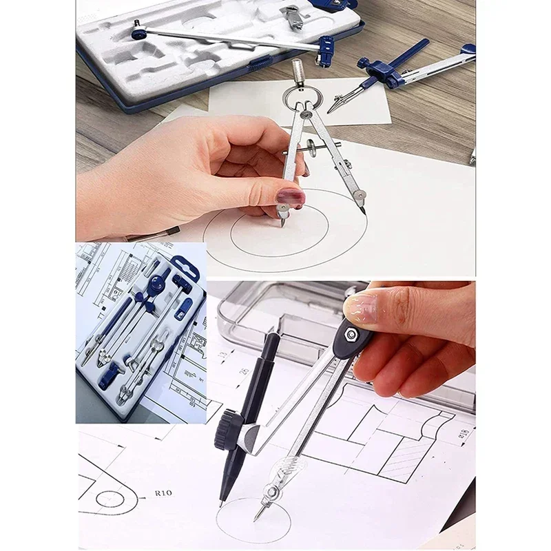 기하학 수학 드로잉, 엔지니어 나침반 도구 세트, 드로잉 9 개, 드래프팅 드래프팅