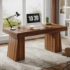 Tribesigns 55 Inches Executive Desk, Mid-Century Modern Home Office Desk with Double Trapezoid Base, Wood Computer Desk 1