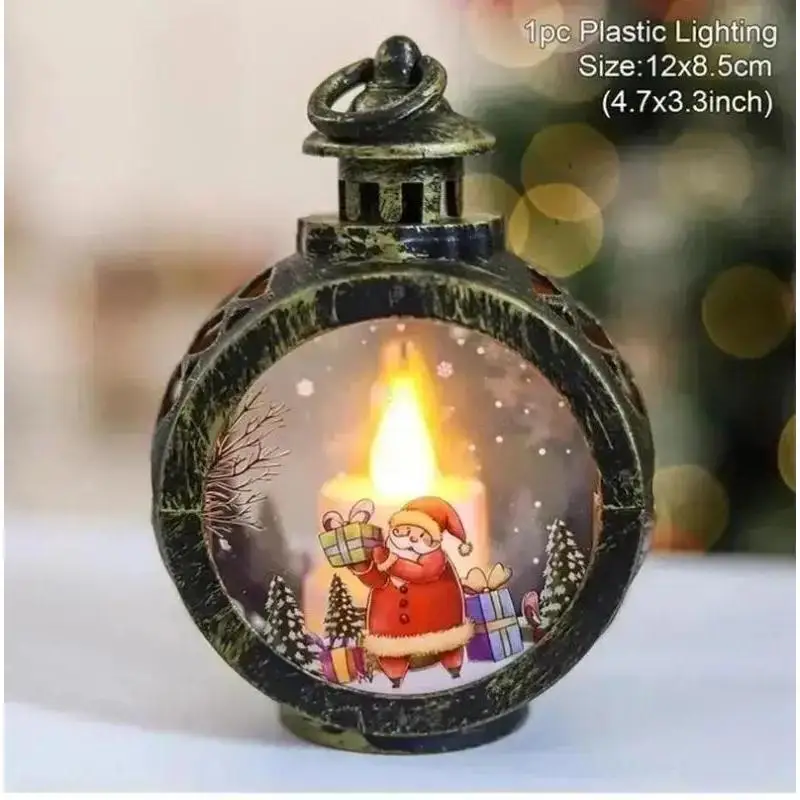 Christmas Round Glass Small Wind Light Decoration Retro Christmas Night Light Window Display Holiday Decoration Supplies Display