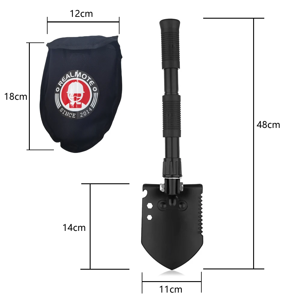 Pala multifuncional para jardín, Kit de herramientas de emergencia, Plegable, portátil, para acampar al aire libre 6