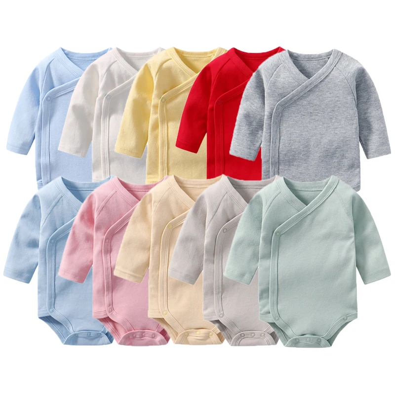 Unisex2PiecesNewbornSolidColorBabyGirlClothes100CottonBodysuitBabyBoyClothes