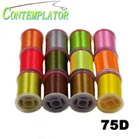 12Pcs 12สีสารพัน75Denier Fly Tying หัวข้อสำหรับแห้งแมลงวันเปียก260หลา/Spool ไนลอน Finesse หัวข้อเหยื่อผูกวัสดุ 1