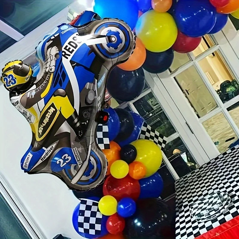 2/5 stücke Rot und Blau Motorrad Reifen Ballon Set Racing Thema Geburtstag Party Dekoration Festival Liefert Fotografie Requisiten – Detail 8