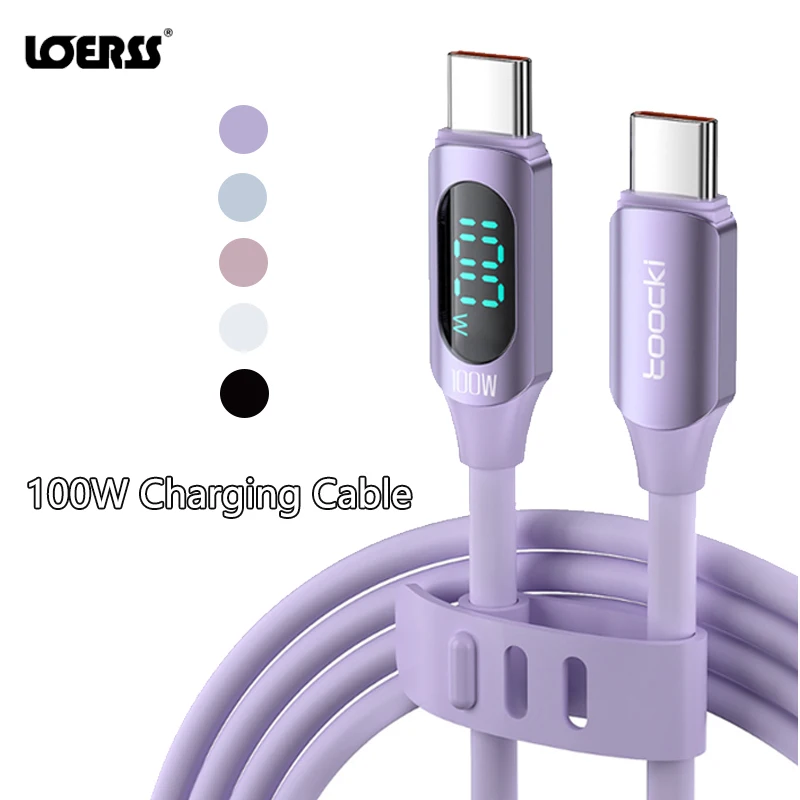 

LOERSS PD 100W Fast Charging Cable Type-c to Type-c Phone Cables Colorful 480Mbps Data Cables for Samsung Huawei Xiaomi Phones