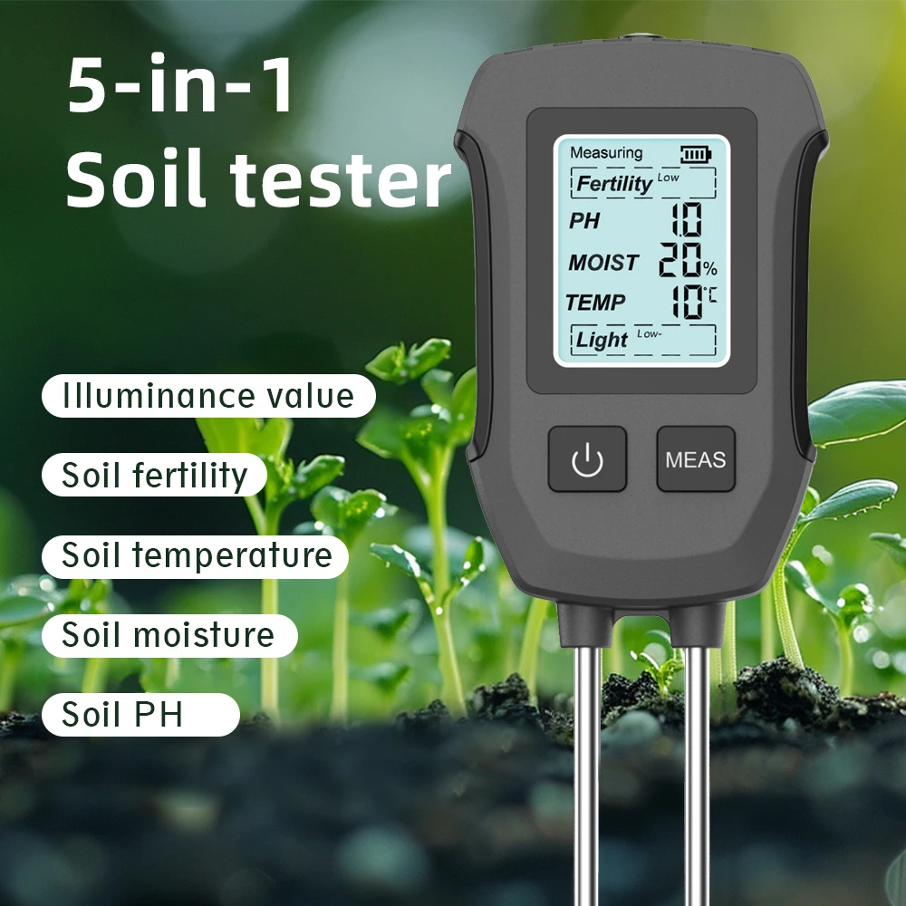Digital Soil Tester Meter with Backlight for Plants Lawn Farm Gardening