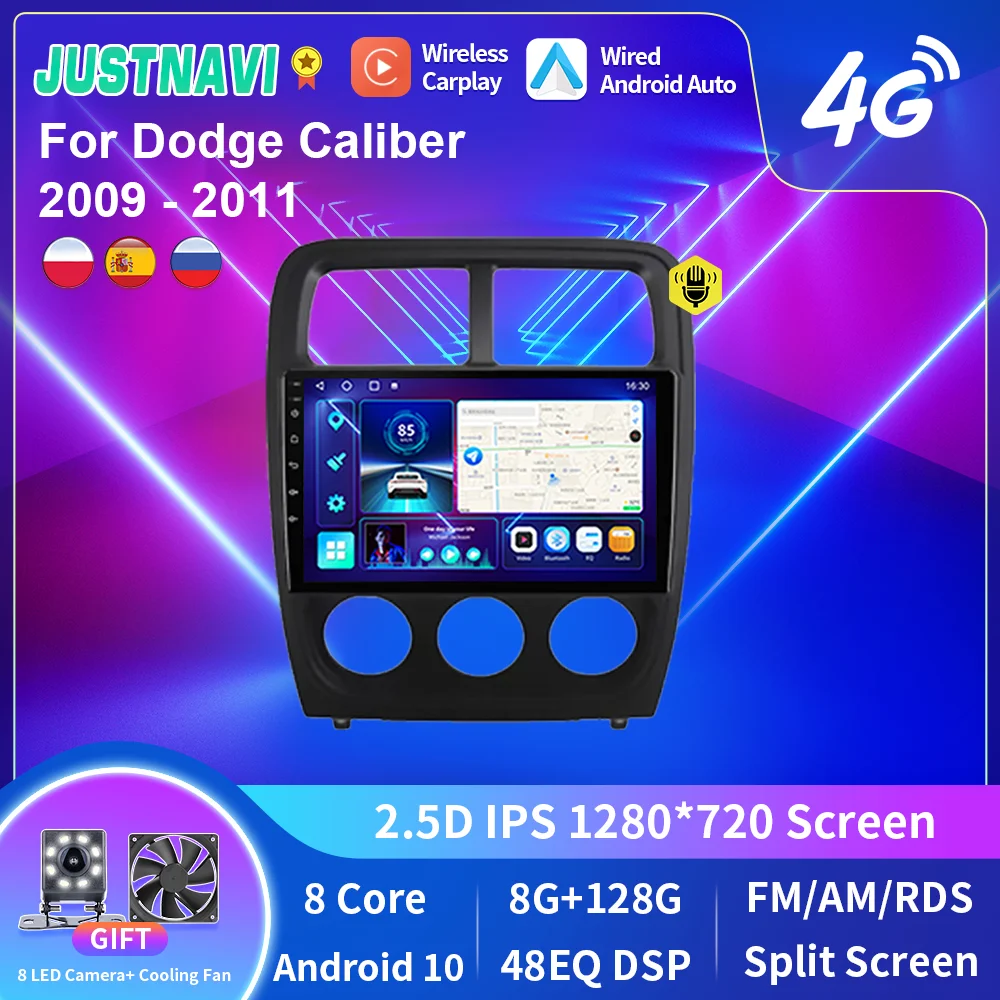 

JUSTNAVI 2Din Android 10 For Dodge Caliber 2009-2011 Car Radio Multimedia Vedio Player GPS Navigator Android Auto No 2 Din DVD