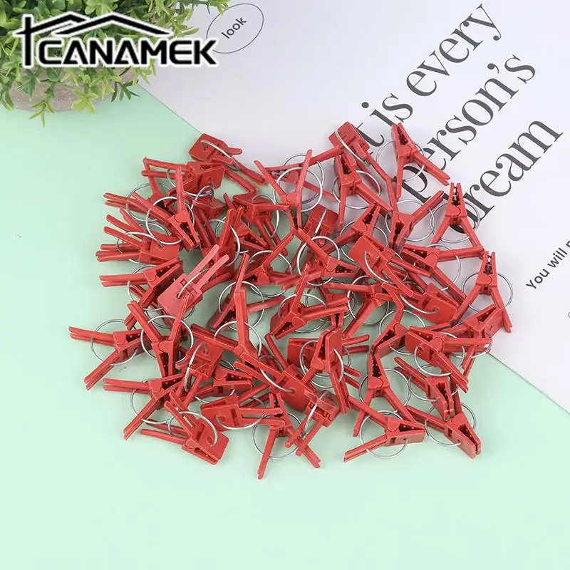 

50pcs Durable Plastic Grafting Clamps Garden Plant Support Clamps Round Red Clamps For Gardening Vegetables Flowers Shrubs