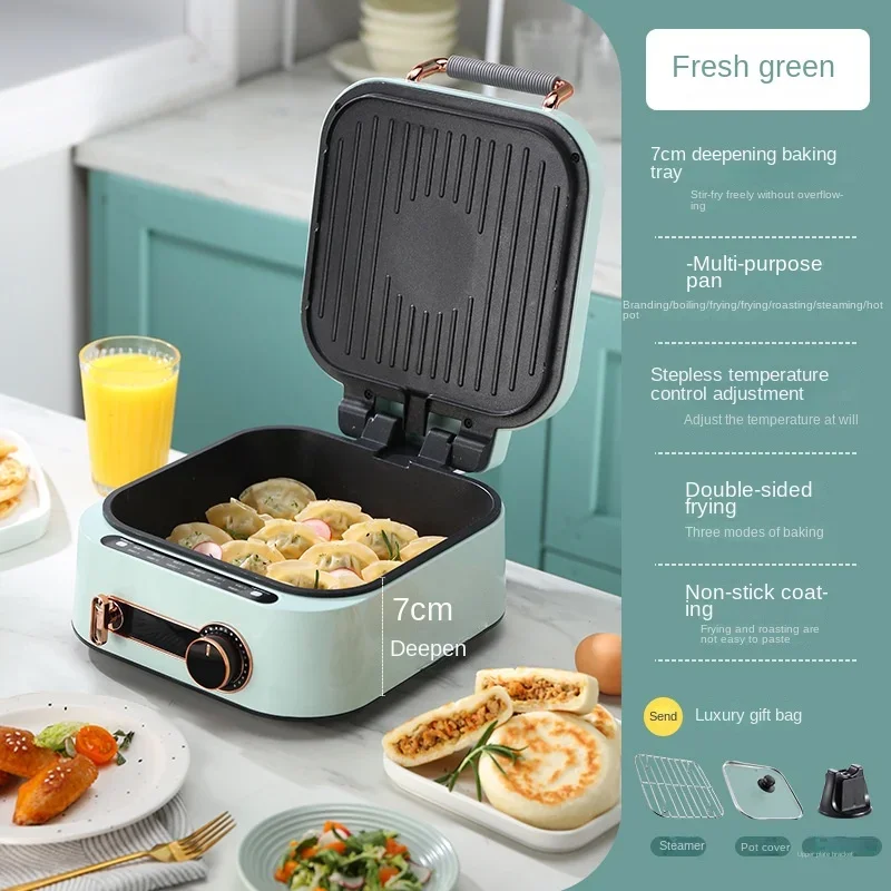 Home Steak Pancake Pizza Oven Deepen Crepe Maker Electric Baking Pan Double-sided Heating BBQ Grill  Pancake Maker Multi Cooker 6