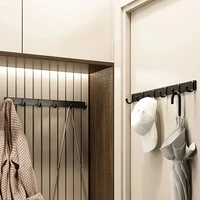 3/4/5/6 Hook Black Aluminum Wall Mounted Clothes Hook Suitable for Towels Bath Towels Jacket Clothes Home Bathroom Accessories 5