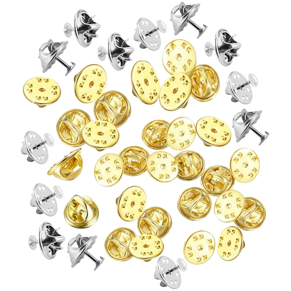 

Brooch Badge Buckle Vintage Clutch Multipurpose Pin Back Box Daily Use Backs Copper Flat Round Decorative Keepers