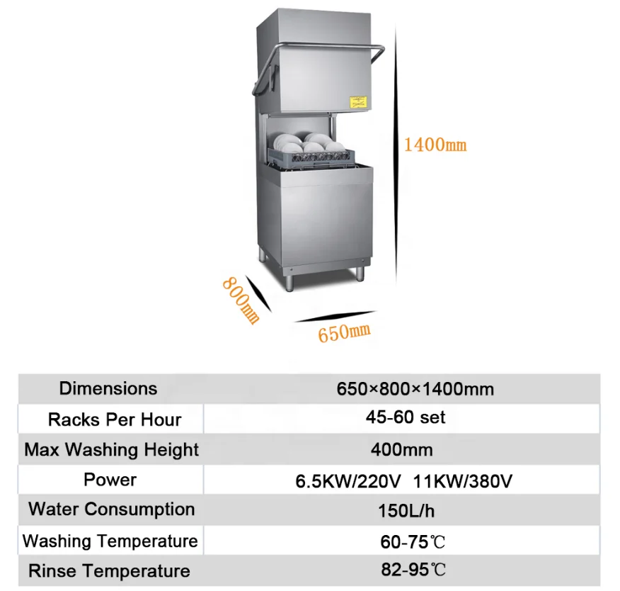 High-efficiency Hooded Dish Washing Machine Restaurant Kitchen Commercial Automatic Hood Type Dishwashers For Restaurant 2