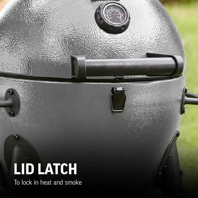 Portable Kamado Charcoal Grill & Smoker - AKORN Jr., Cast Iron Grates, Locking Lid, 155 Sq. In. Cooking Area, Model E86714 6