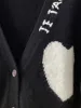 100% Cashmere Female Loose V-Neck Long Sleeve 3 Colors Cardigan Coat Women Heart Shaped Letter Embroidery Sweater Autumn 2023 6