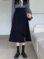 2026 Autumn Winter Plus Size High-Waisted Black Bodycon Skirt Medium-Length Irregular Pleated Umbrella Skirt for Big Size Women - Image 2