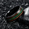Nuncad Comfort Fit 8mm Natural Acacia Wood Ring with Letter  I Love You Green Opal Tungsten Carbide Ring For Men Name 3