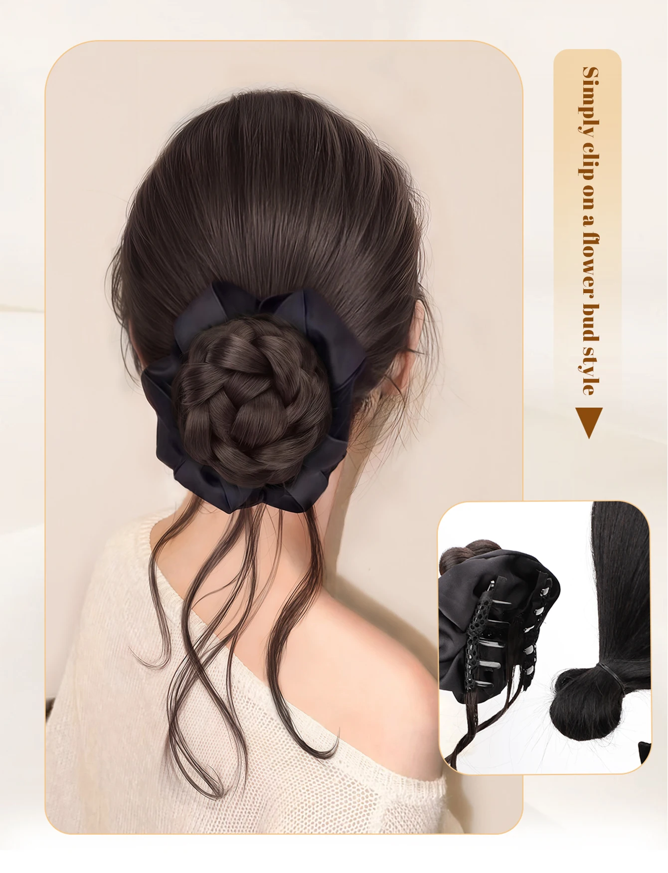 Synthetic Straight Chignon Hair Bun Clip in Extensions for Women