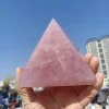 Natural Pink Quartz Pyramid, Cherry Pink Quartz Crystal Pyramid, Mineral Reiki Healing Stone, Energy Tower 5