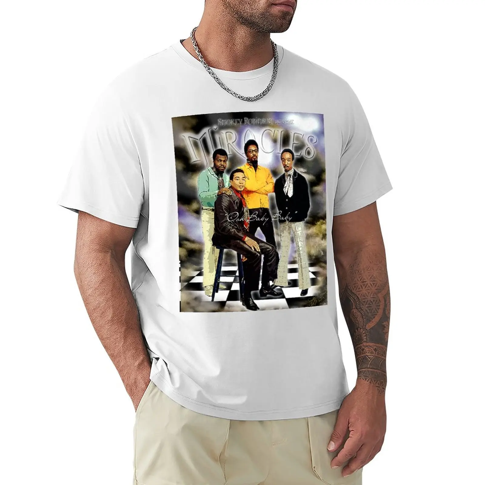 

Smokey Robinson & The Miracles Ooh Baby Baby D-2 Poster T-Shirt oversized shirts graphic tees plain Men's clothing