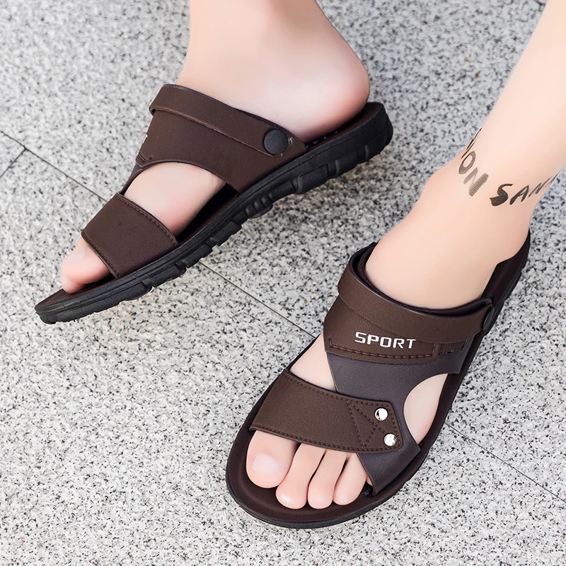 Trend Slippers Man Outdoor Leather Men's Sandals