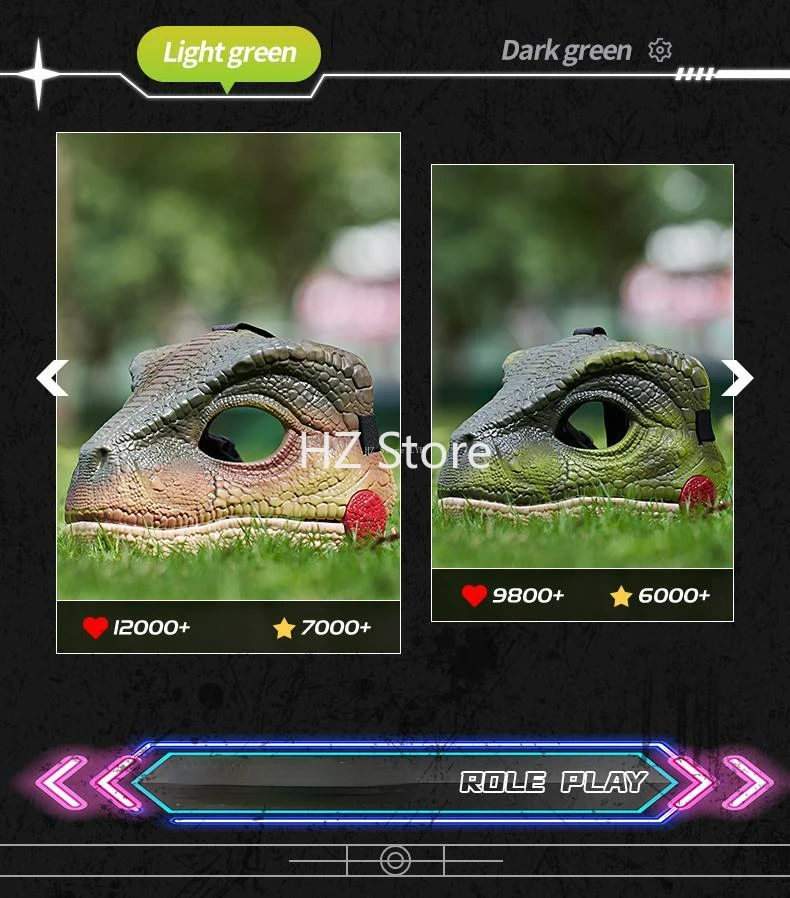 Masque Halloween Masque Dinosaure Velociraptor - Mâchoire Mobile Avec Effets Sonores Dino Mask Amazon