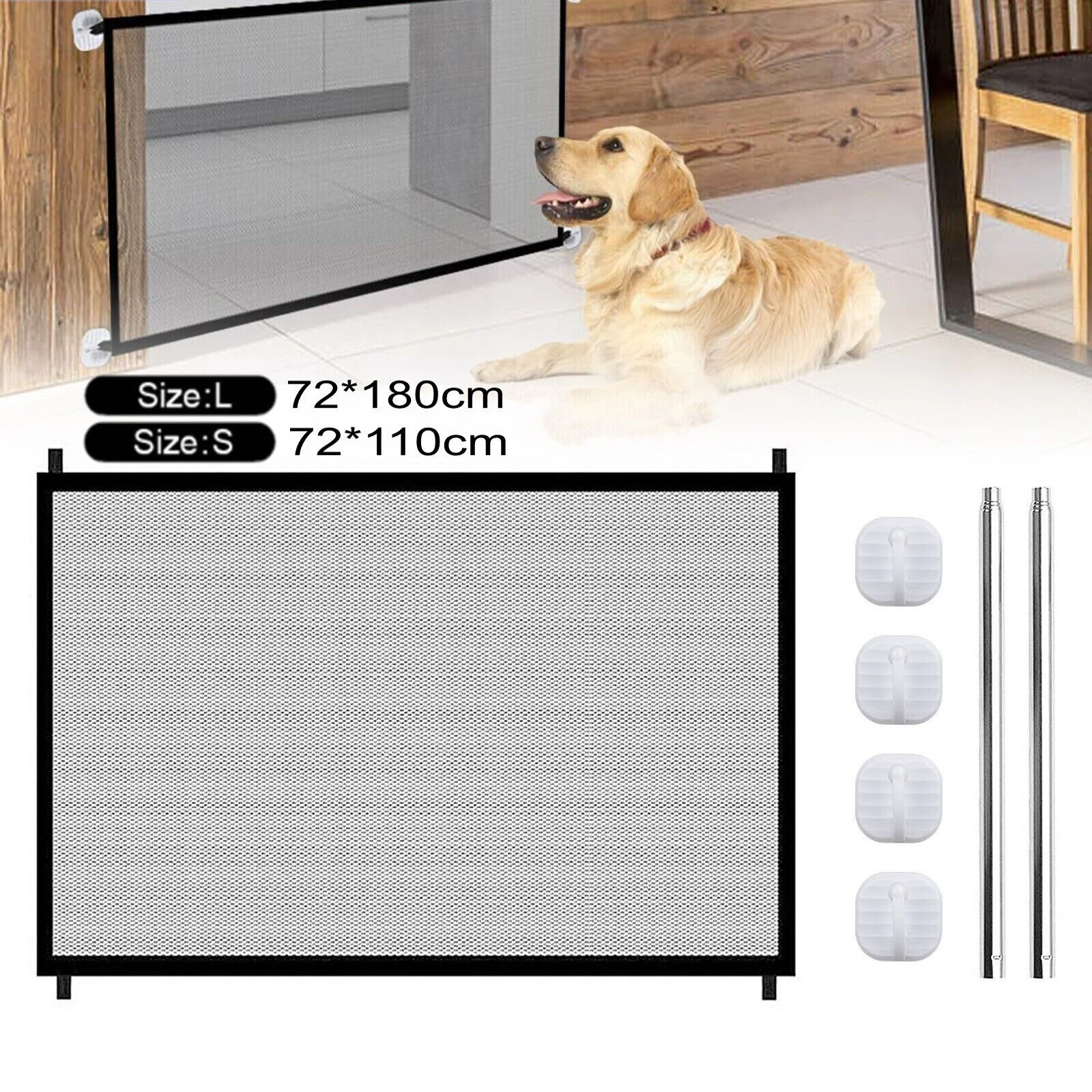 Retractable Dog Pet Mesh Gate Pets Barrier Magic Gate for Dogs Pet