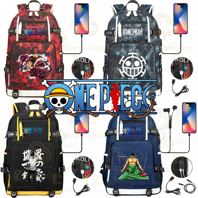 Zaino Di Un Pezzo Shanks Con Usb Rufy Sabo Ace Colorful Boys Girls Capacity School Student Men Cartoon Borse Da Scuola Impermeabili