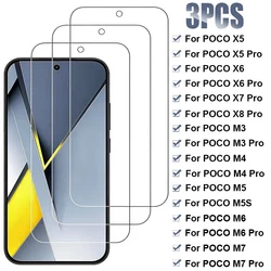 Premium 3 - Pack Full Cover Tempered Glass Screen Protector Film - 3PCS Glass (For POCO M3)