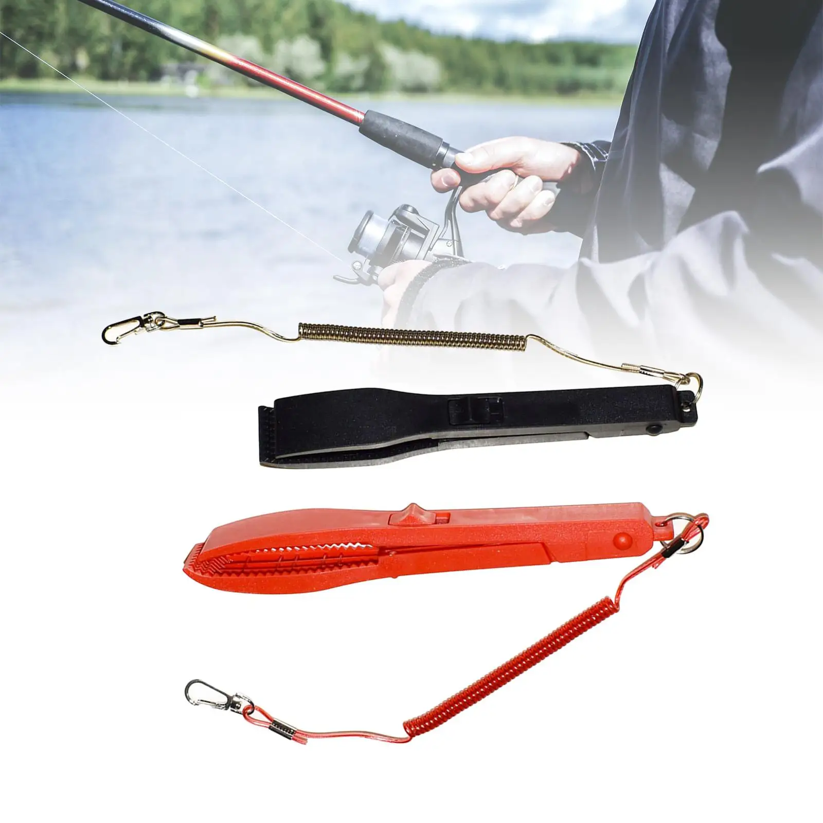 Fishes Grabber Clip with Retractable Spring Lanyard Fishing Grip Holder