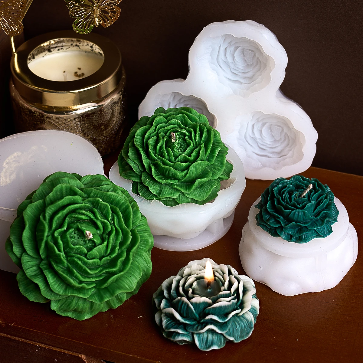 3D Silikonform Pfingstrose - Für Kerzen, Seife, Harz & DIY Projekte