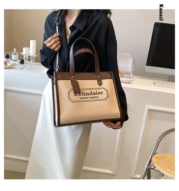 Large Capacity Commuter Casual Tote Bag For Women Luxury Designer Fashion  Appliques Plaid Handbag Daily Shoulder Bags Purses Sac